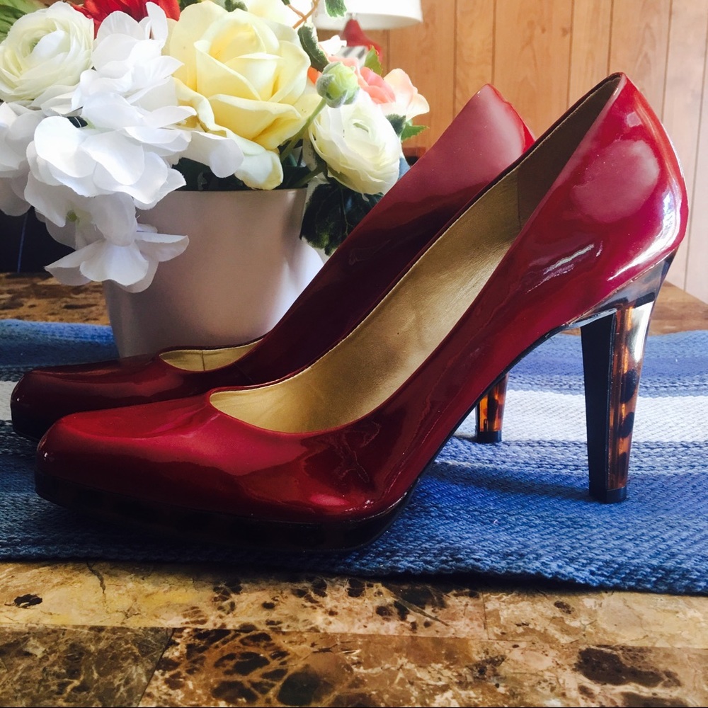 Patent Red Jessica Simpson Heels Tortoise shell